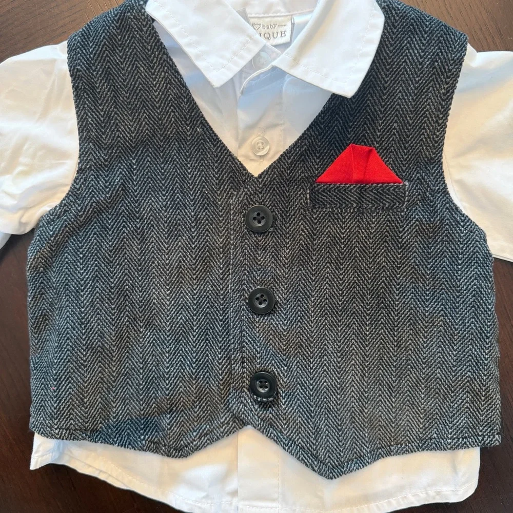 Baby Boy 3 Pc Dress Outfit Vest Shirt Pants Set 6M Wedding Formal